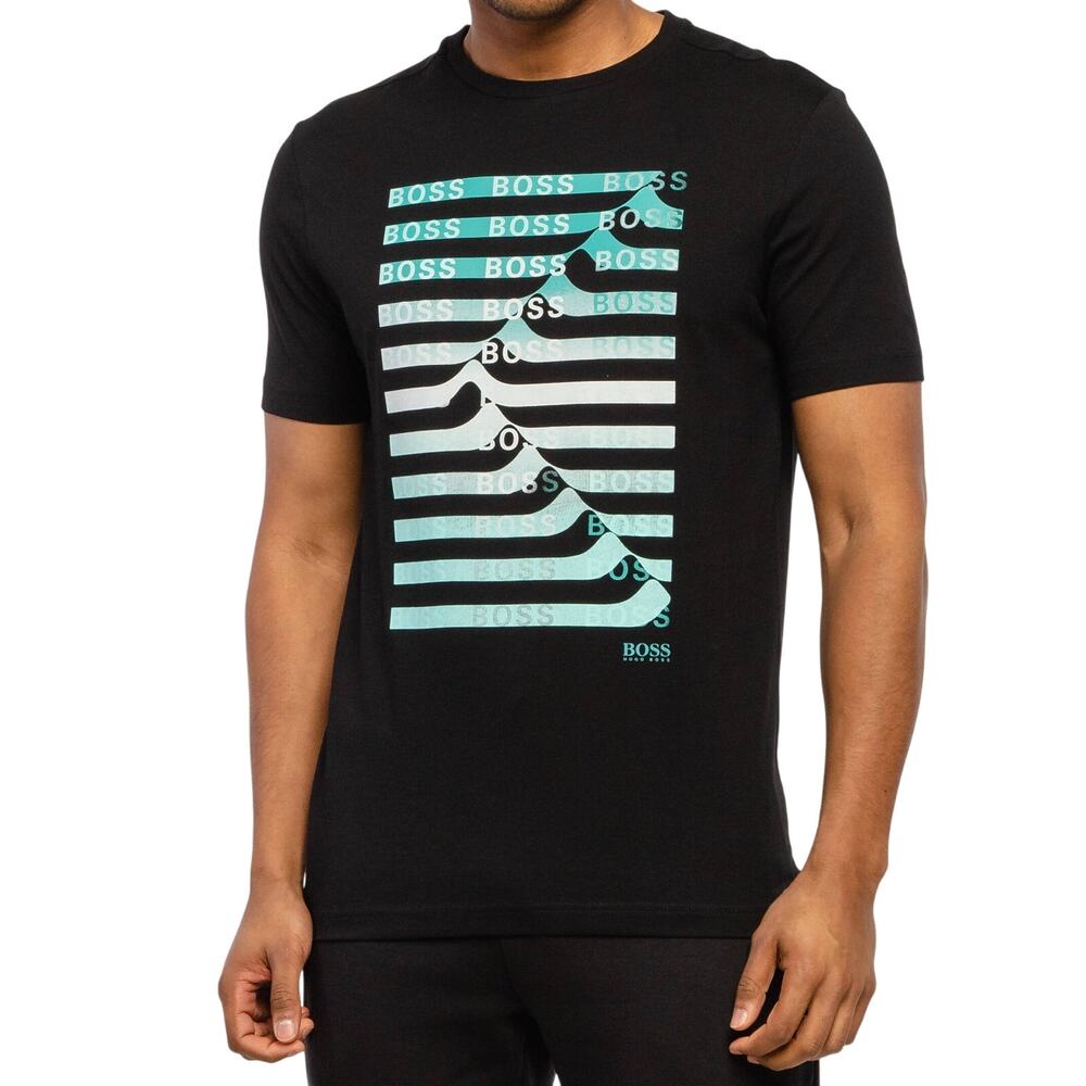 Hugo Boss Bionic / Green "Teeonic_99" Shirt Logo Graphic Print Men L Crew neck